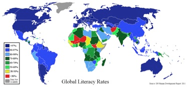 Mapa mundial de Alfabetización