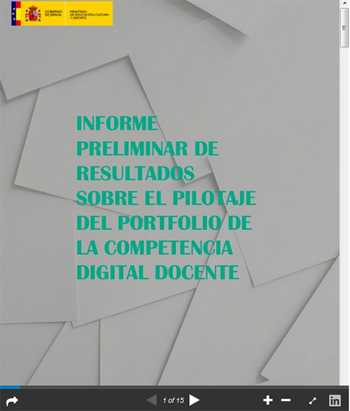  Informe preliminar de resultados sobre el pilotaje del portfolio de la Competencia Digital Docente
