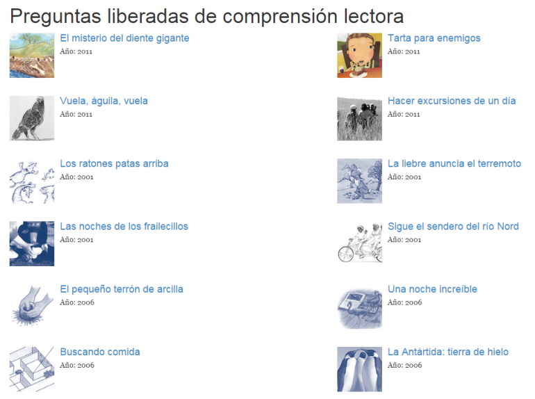 Preguntas liberadas de comprensión lectora